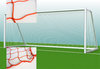 Par de redes de futebol 11. Com arco traseiro. Polipropileno vermelho sem nos 3 mm Ø