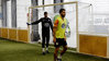 Jogo balizas futebol indoor  alumínio cano 90 mm