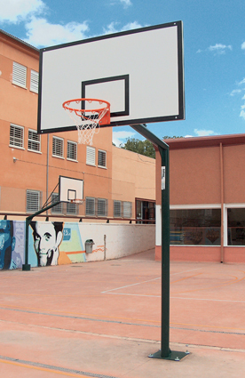 JOGO POSTES MINIBASKET MONOTUBO NEW CANO 114 MM FIXAS  COM BASE PARA ANCORAGEM-SEM TABELA, ARO