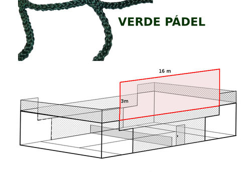 XARXA PROTECCIÓ PER A LES PISTES DE PADEL PER A LATERAL RECTANGULAR 3M X 16M VERD PADEL